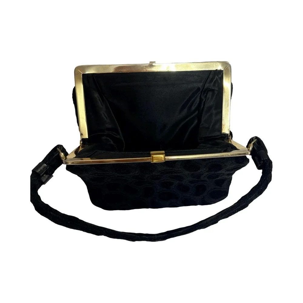 Kadin Women's Vintage Class Black Tapestry Evening Bag Purse‎ 1950's Made In USA